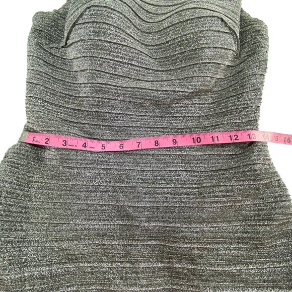 Vtg NINA CANACCI Women Off the Shoulder Mini Dress Sz 10 Silver Cocktail Wedding - Picture 11 of 16